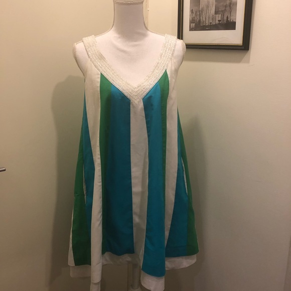 ☀️ Sundress ☀️ blue and green stripes - size 2 - Picture 1 of 7